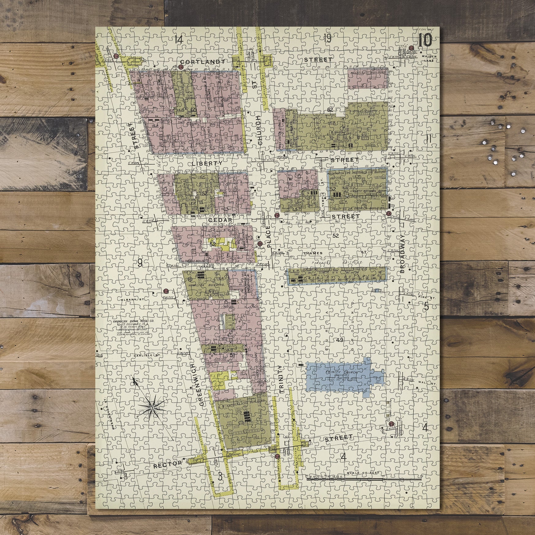 1000 Piece Jigsaw Puzzle 1884 Map of New York Manhattan, V. 1, Plate No. 10 Map