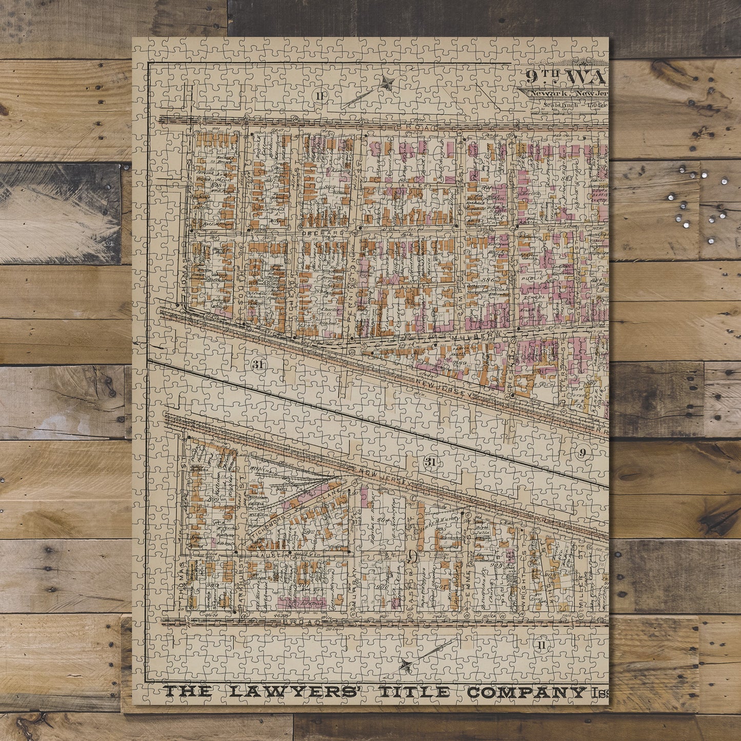 1000 Piece Jigsaw Puzzle Map of Newark, N.J. Newark, Double Page Plate No. 10 Map