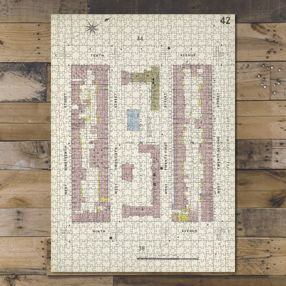 1000 Piece Jigsaw Puzzle 1884 Map of New York Manhattan, V. 3, Plate No. 42 Map