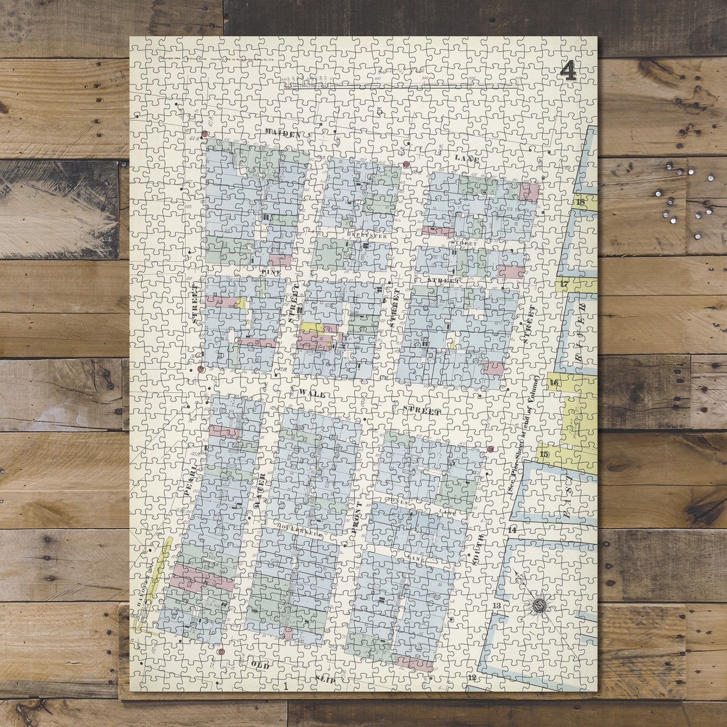 1000 Piece Jigsaw Puzzle 1884 Map of New York Manhattan, V. 1, Plate No. 4 Map