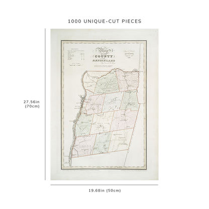 1000 Piece Jigsaw Puzzle: 1841 Map of Ithaca, N.Y. Map of the County of Rensselaer