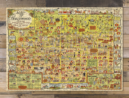 1000 piece puzzle 1928 Map of Hollywood History & the Movies Hand made Jigsaw Puzzle Game