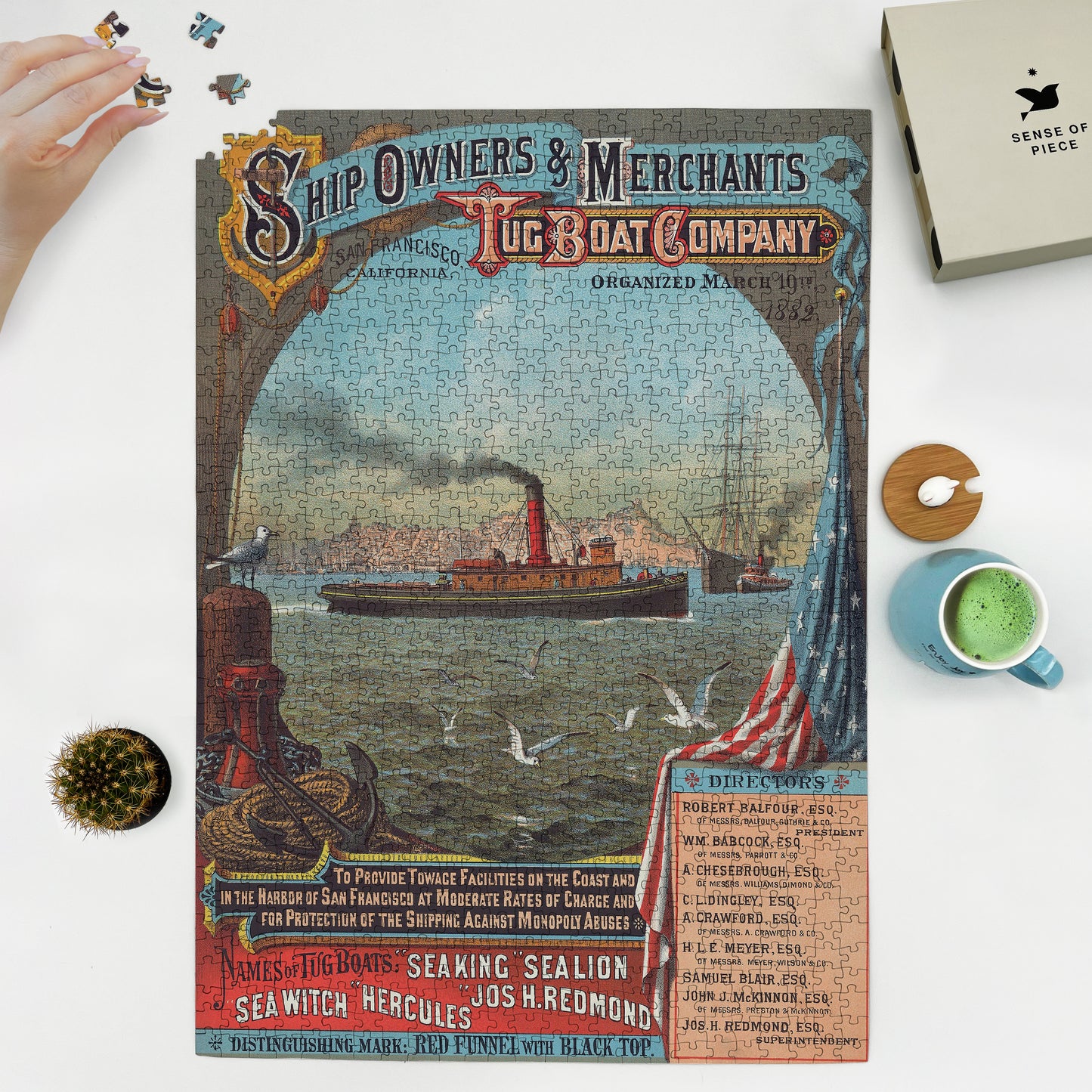 1000 piece puzzle 1882 Ship Owners and Merchant Tug Boat Company Emmanuel Wyttenbach 