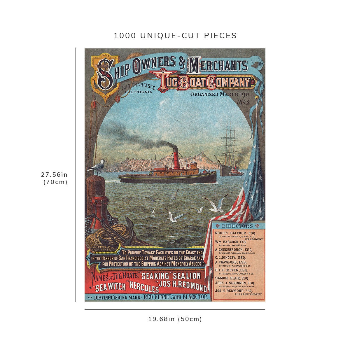1000 piece puzzle: 1882 | Ship Owners and Merchant Tug Boat Company | Emmanuel Wyttenbach