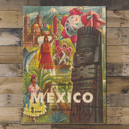 1000 piece puzzle 1952 Roads of Mexico Jigsaw games Family Entertainment