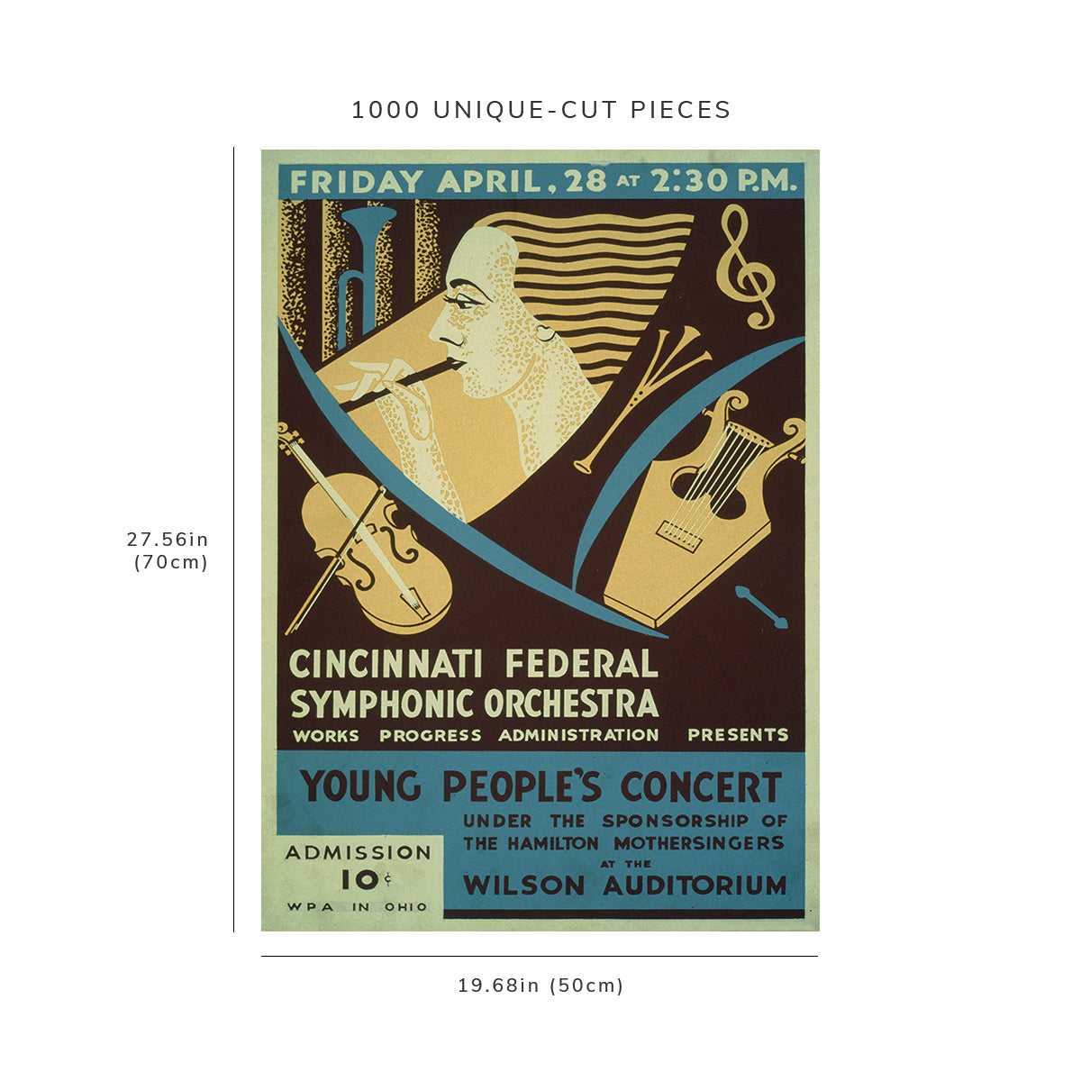1000 piece puzzle: 1939 | Cincinnati Federal Symphonic Orchestra at Wilson Auditorium | J.B.Egan