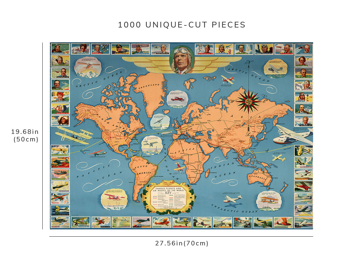 1000 piece puzzle - 1937 | Famous Flights And Air Routes Of The World | Fun Indoor Activity | Jigsaw games
