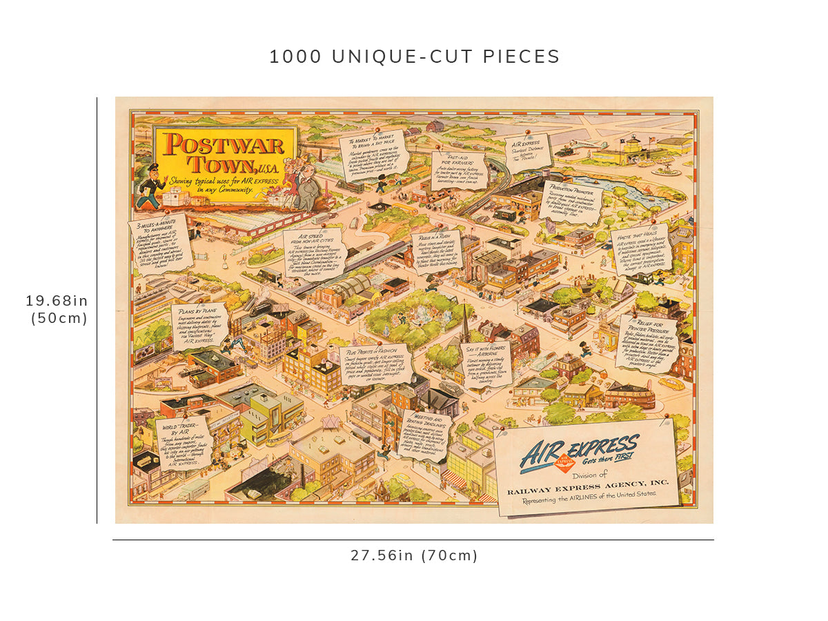 1000 piece puzzle - 1945 | Postwar Town | United States Of America Family Entertainment