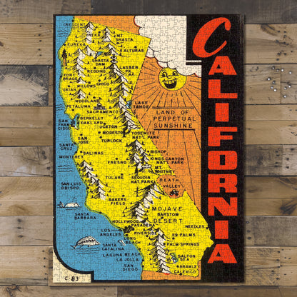 1000 piece puzzle 1950 Map of Covers: California Family Entertainment Hand made 