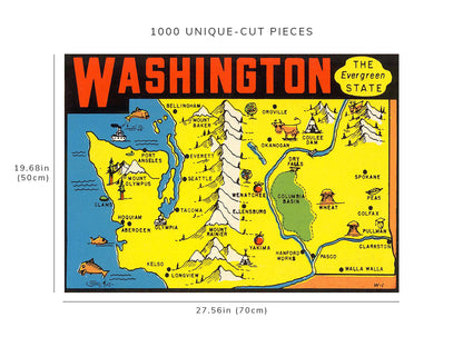 1000 piece puzzle - 1950 Map of Covers: Washington | Jigsaw Puzzle Game for Adults | Fun Activity