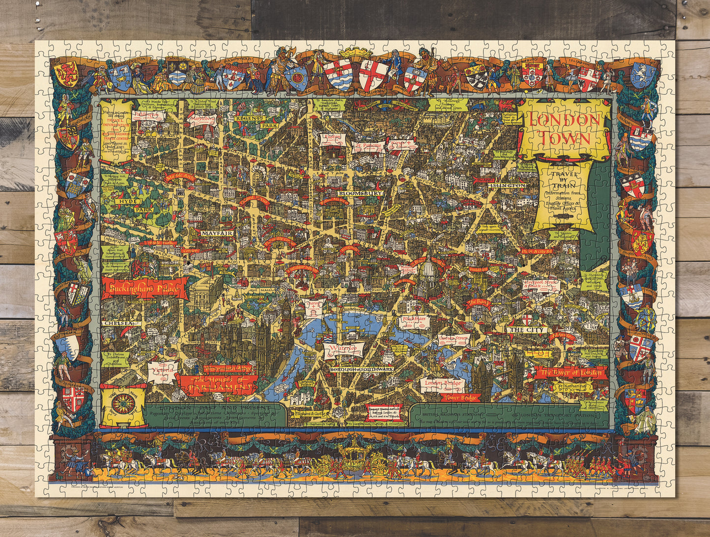 1000 piece puzzle 1953 London Town  Travel By Train Family Entertainment