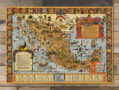 1000 piece puzzle 1938 Map Of The United Mexican States Family Entertainment Birthday Present Gifts