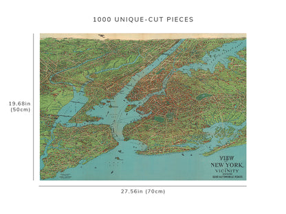 1000 piece puzzle - 1925 | New York And Vicinity Showing Good Automobile Roads | Fun Indoor Activity