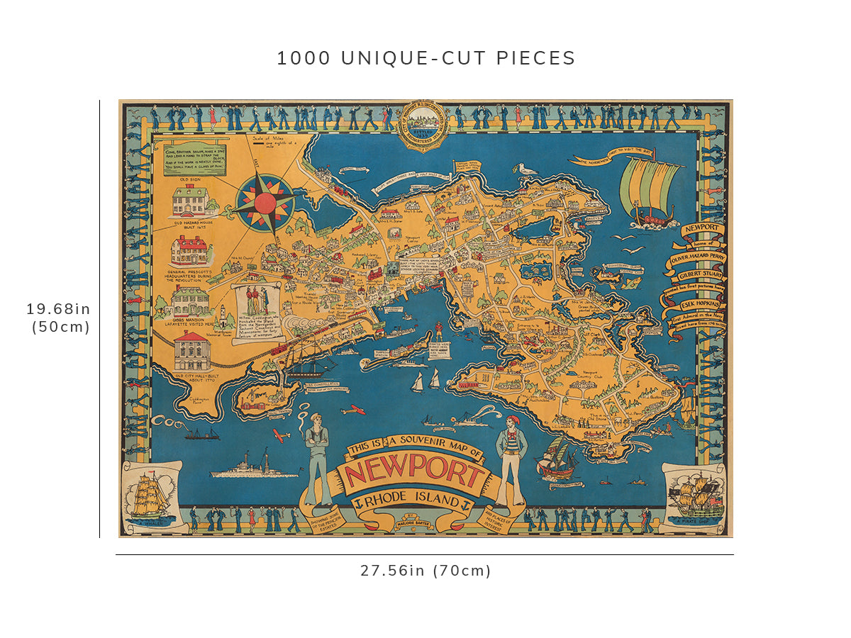 1000 piece puzzle - 1945 | Map Of Newport Rhode Island Family Entertainment | Unique gift