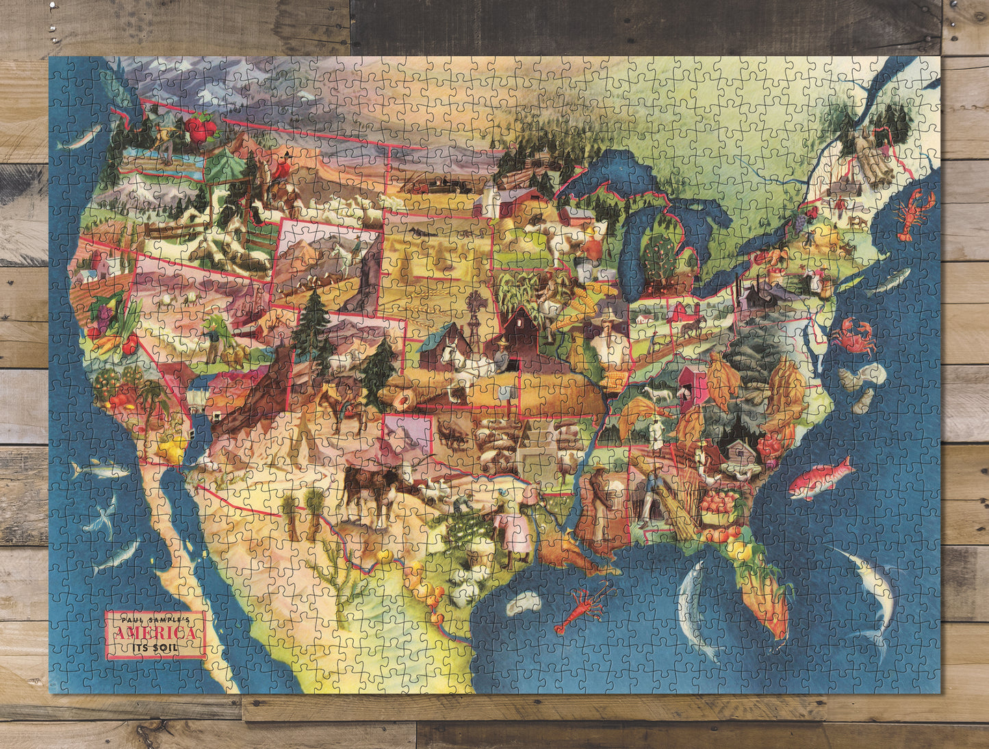 1000 piece puzzle 1946 Paul Sample's America Its Soil Hand made Jigsaw Puzzle Game for Adults