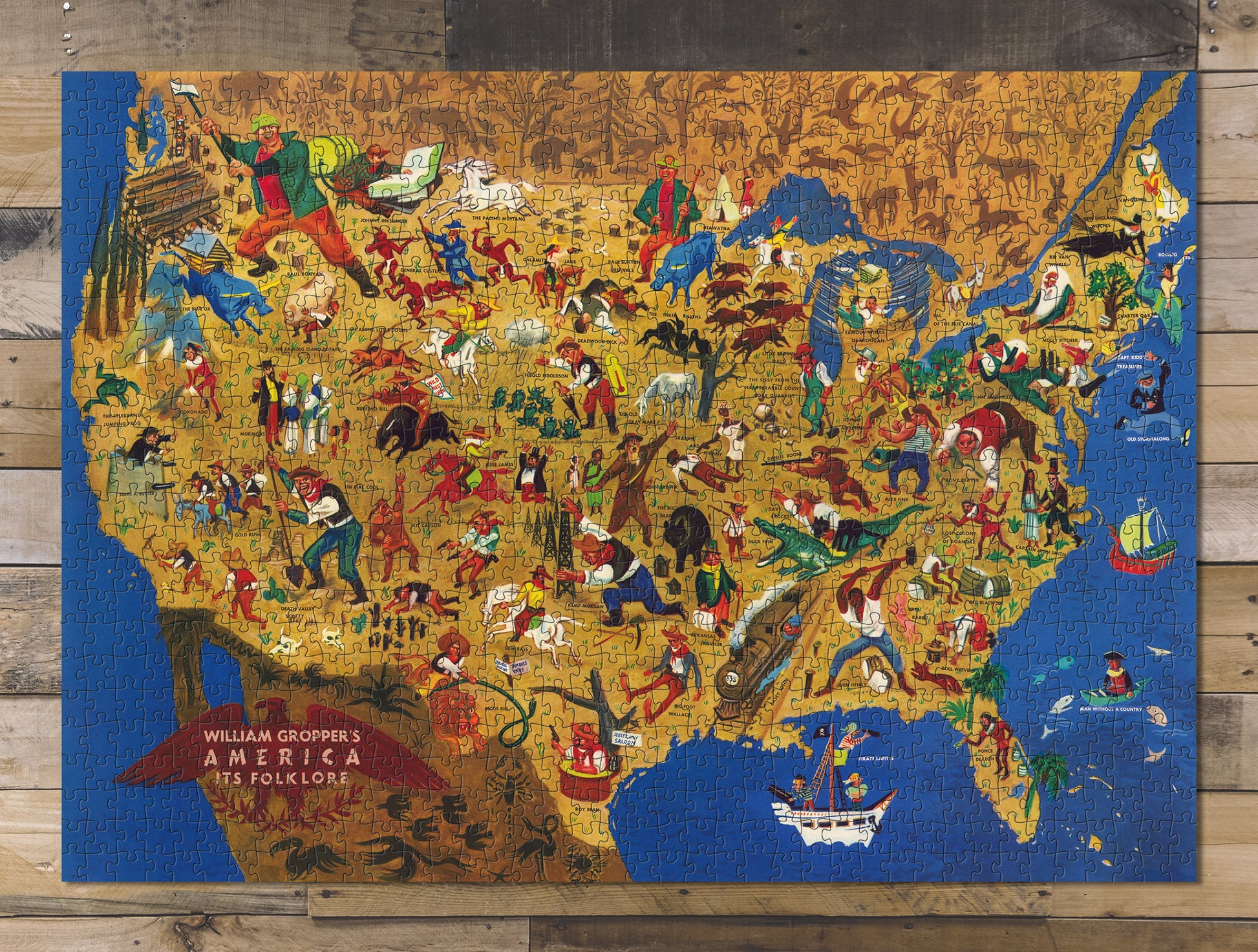 1000 piece puzzle 1946 William Gropper's America Its Folklore Hand made Jigsaw Puzzle Games