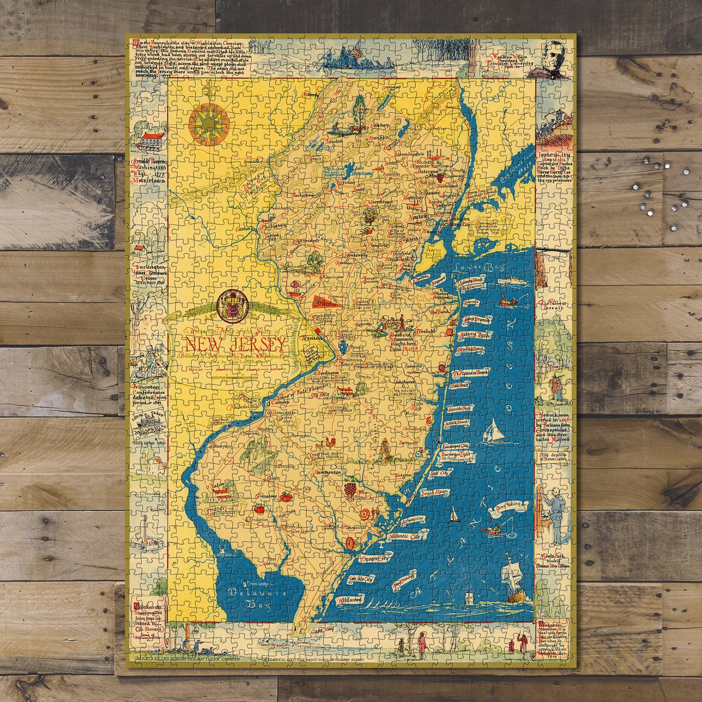 1000 piece puzzle 1939 Map of State of New Jersey Family Entertainment Jigsaw games Fun Activity