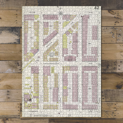 1000 Piece Jigsaw Puzzle 1884 Map of New York Brooklyn V. 9, Plate No. 42 Map