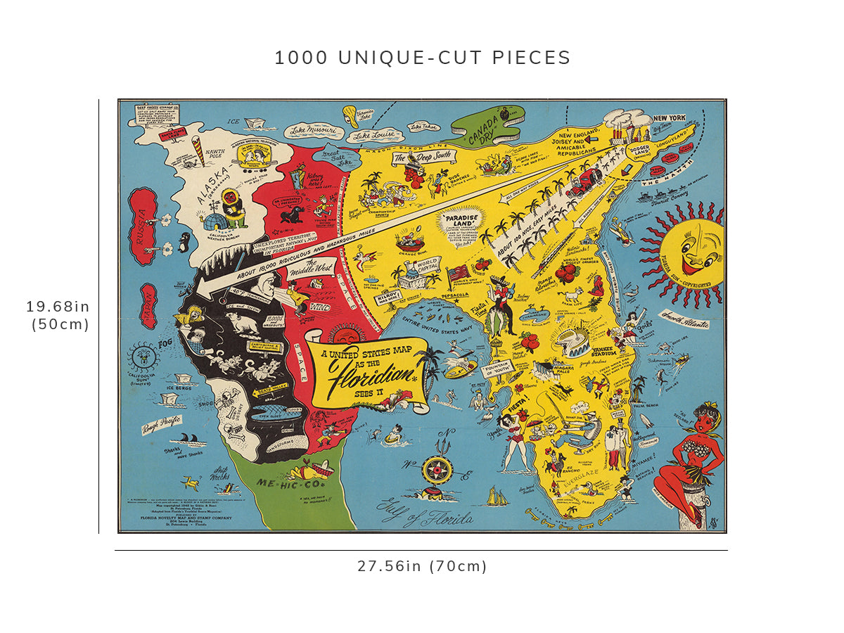 1000 piece puzzle - 1948 | A United States map As The Floridian Sees It | Jigsaw games | Family Entertainment