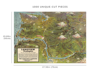 1000 piece puzzle - 1923 | Longview | Washington | Hand made | Jigsaw Puzzle Game for Adults