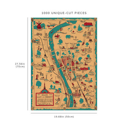 1000 piece puzzle - 1930 Map of Elgin past and present | 1835-1930 | Birthday Present Gifts