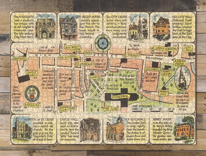 1000 piece puzzle 1948 Map of Winchester Cathedral and College Family Entertainment