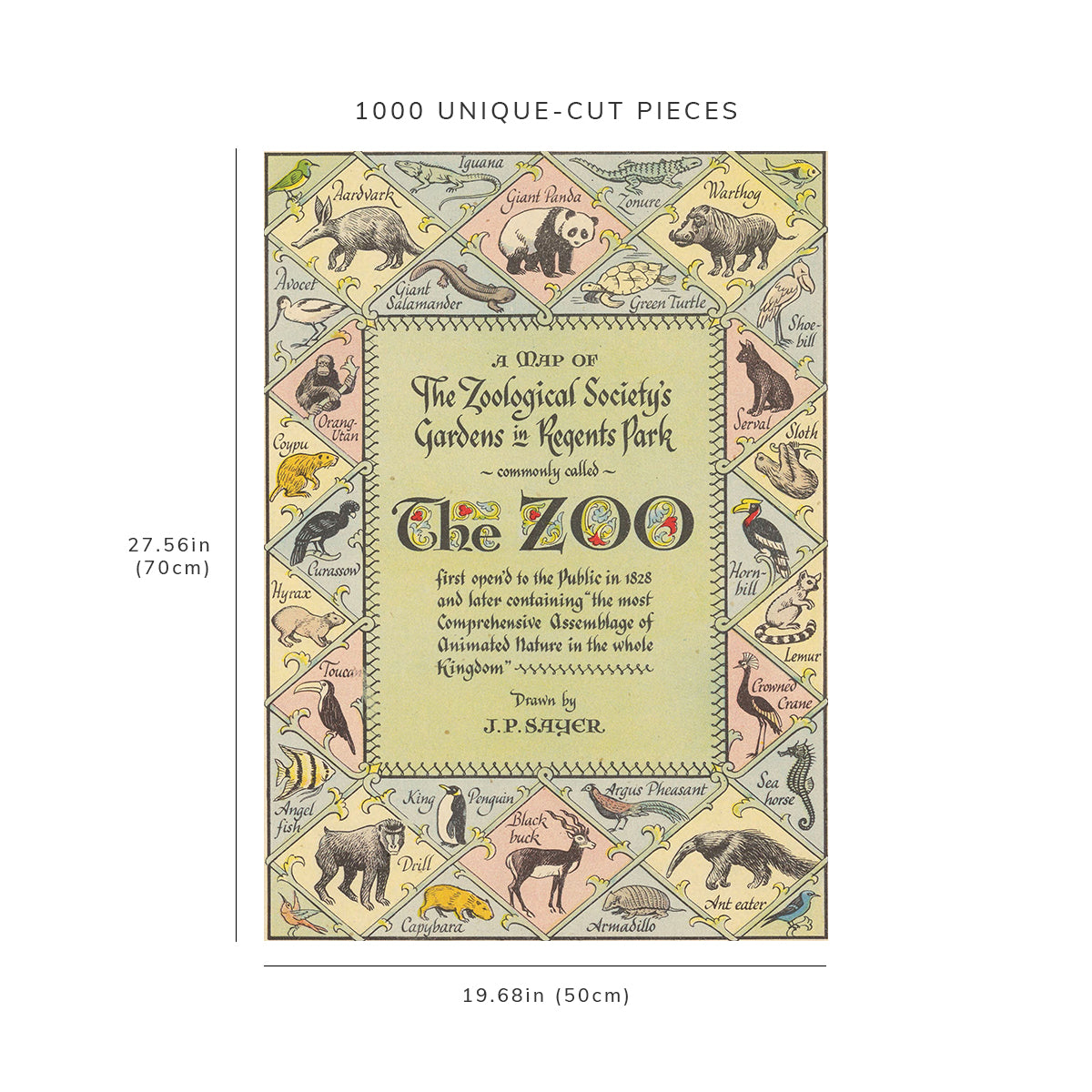 1000 piece puzzle - 1947 Map of Zoological Society's Garden in Regent Park