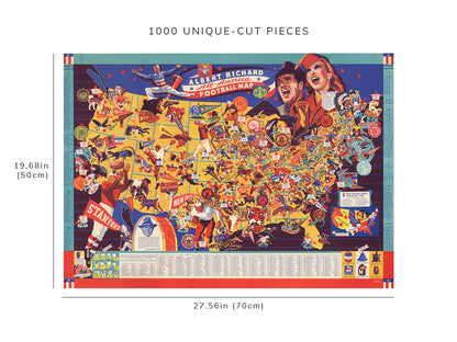 1000 piece puzzle - 1941 Map of United States | Albert Richard: All-America Football Map