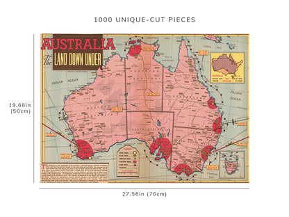 1000 piece puzzle - 1942 Map of Australia | August 9, 1942 | Birthday Present Gifts | Unique Gift