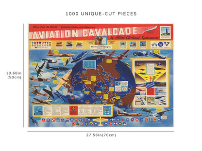 1000 piece puzzle - 1944 Map of Wings over the World | Birthday Present Gifts | Fun Activity | Unique Gift