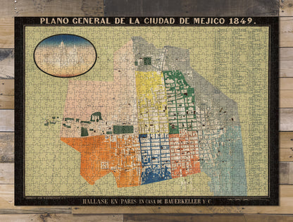1000 piece puzzle 1849 General Map Of Mexico City Jigsaw games Unique gift