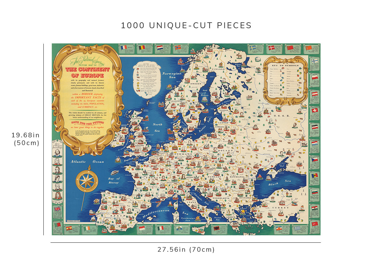 1000 piece puzzle - The National Savings Picture Map Of The Continent Of Europe