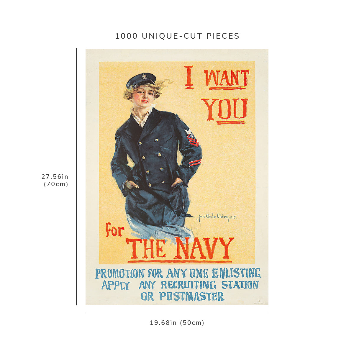 1000 piece puzzle: 1917 | I Want You For the Navy | Howard Chandler Christy