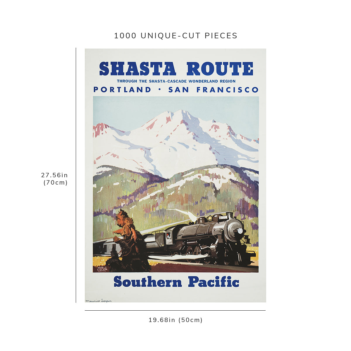 1000 piece puzzle: 1950 | Shasta route through the Shasta-Cascade wonderland region | Maurice Logan