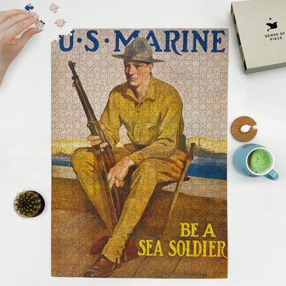 1000 piece puzzle 1917 U S  Marine – Be a sea soldier Clarence F  Underwood 