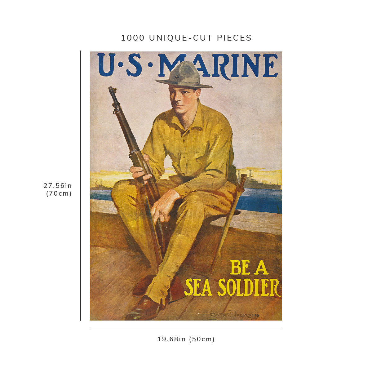 1000 piece puzzle: 1917 | U.S. Marine – Be a sea soldier | Clarence F. Underwood