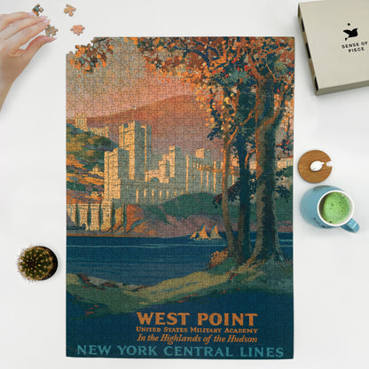 1000 piece puzzle 1920 West Point  United States Military Academy  in the highlands of the Hudson  New York Central Lines Frank Hazell 
