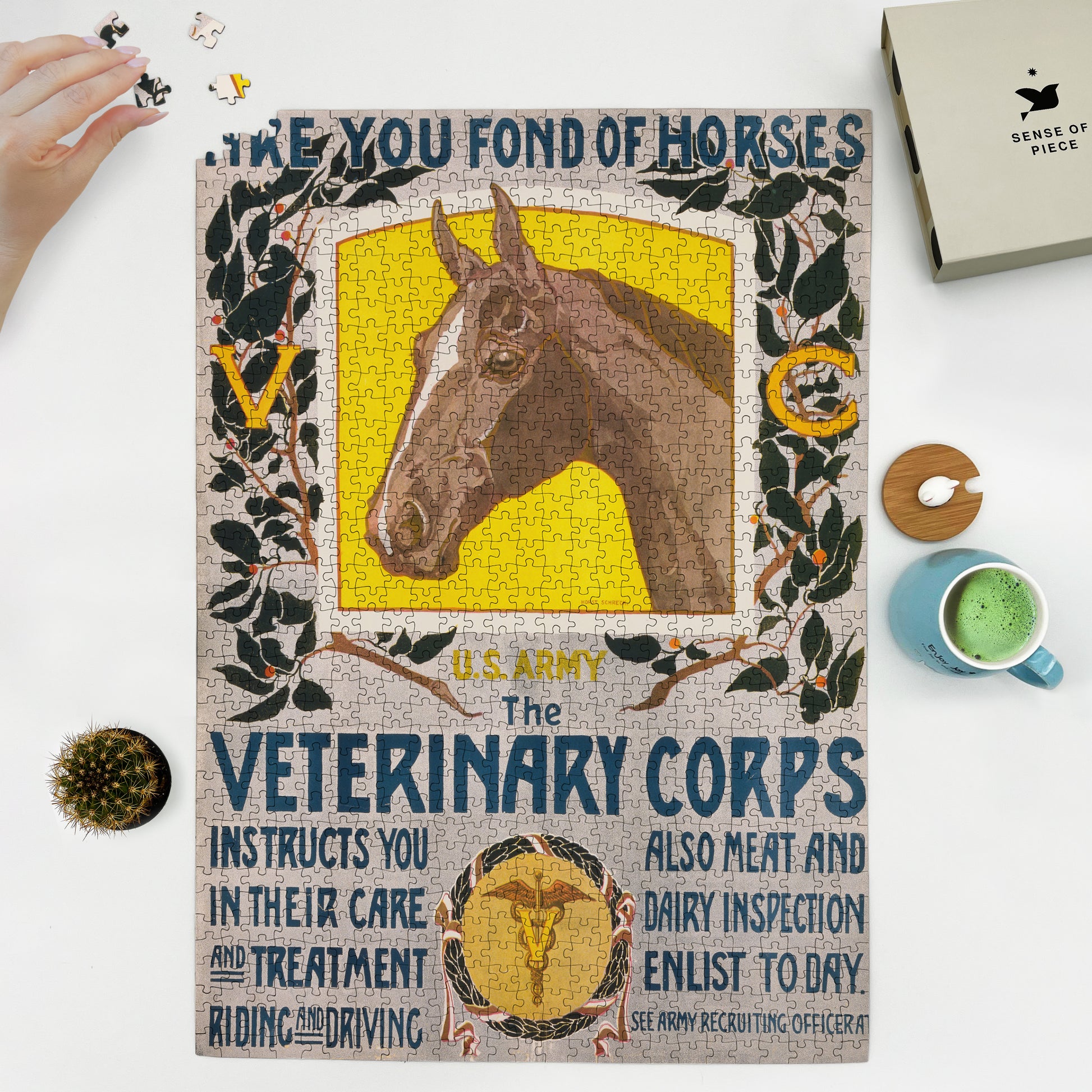 1000 piece puzzle 1919 Are you fond of horses – U S  Army – The Veterinary Corps instructs you in their care and treatment  riding and driving Horst Schreck 
