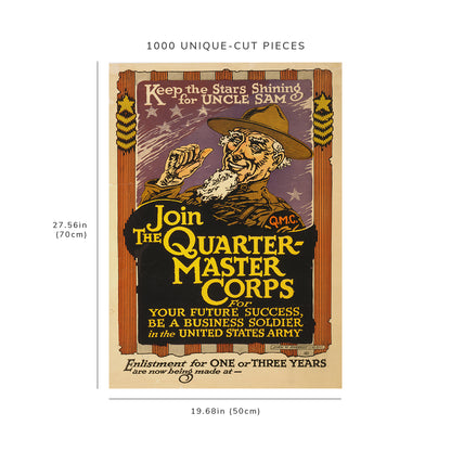 1000 piece puzzle: 1919 | Keep the stars shining for Uncle Sam – Join the Quartermaster Corps | John W. Sheeres