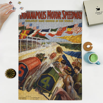 1000 piece puzzle 1909 Indianapolis Motor Speedway  greatest race course in the world Otis Lithograph Co 