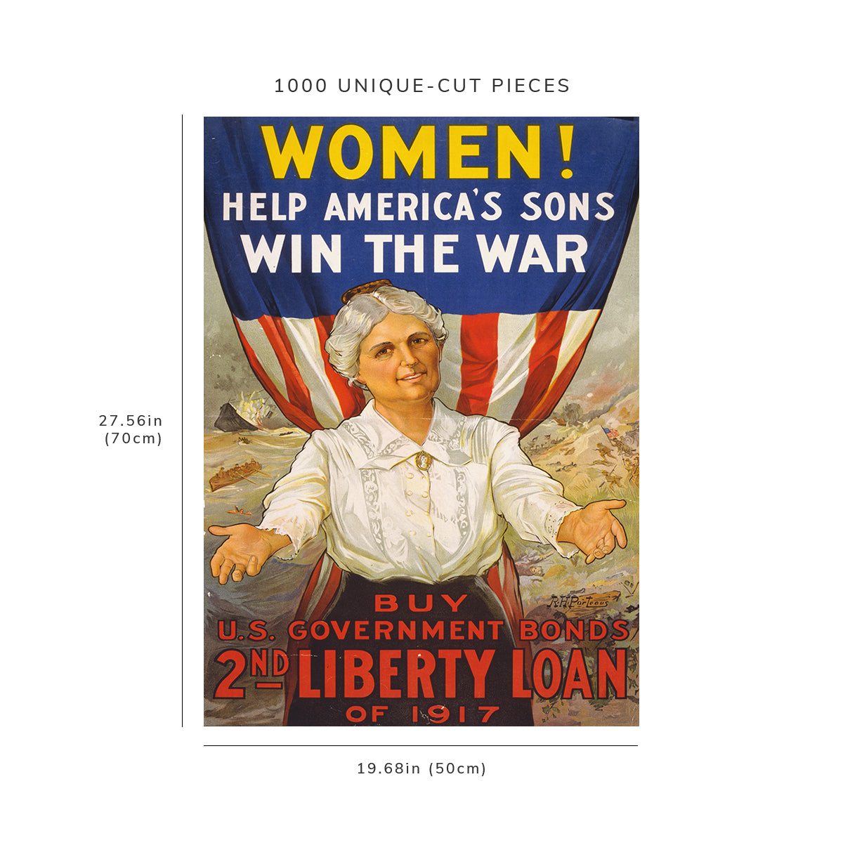 1000 piece puzzle: 1917 | Women! Help America’s sons win the war–Buy U.S. Government Bonds | R.H. Porteus
