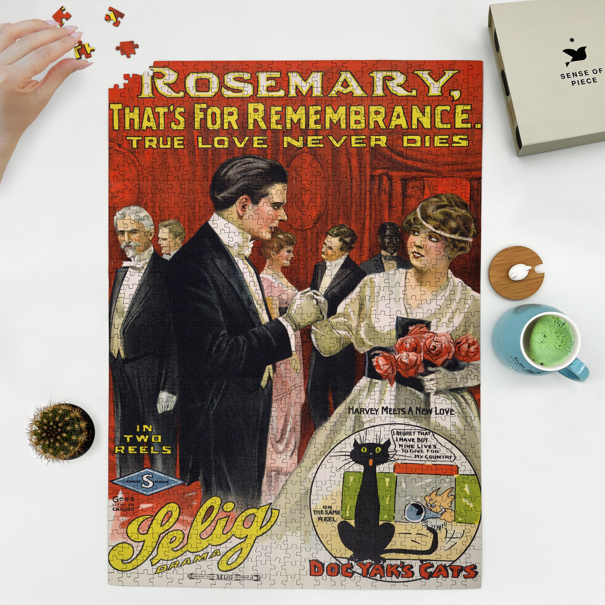 1000 piece puzzle 1914 Rosemary  that’s for remembrance True love never dies  Goes Litho  Co 