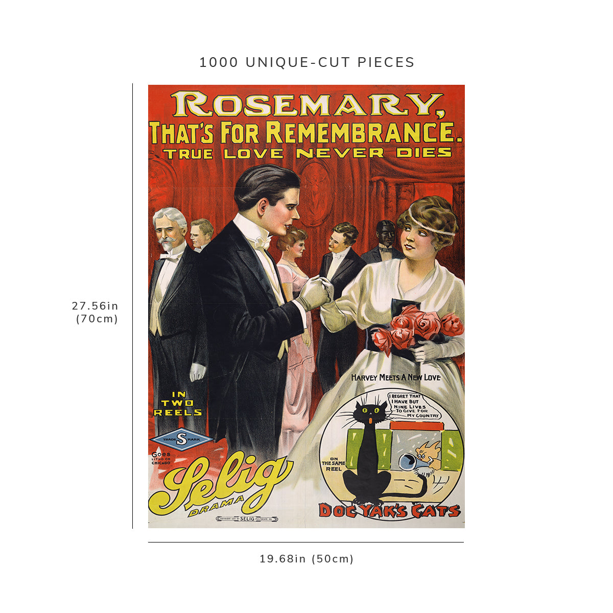 1000 piece puzzle: 1914 | Rosemary, that’s for remembrance True love never dies. | Goes Litho. Co.