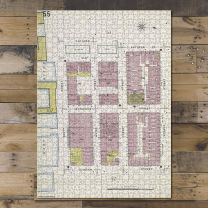1000 Piece Jigsaw Puzzle 1884 Map of New York Manhattan, V. 1, Plate No. 55 Map