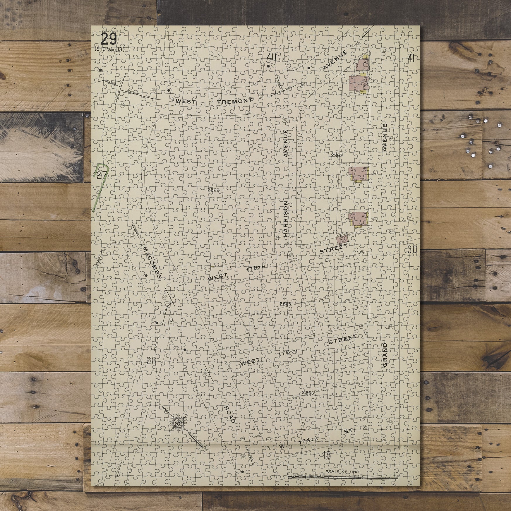 1000 Piece Jigsaw Puzzle 1884 Map of New York Bronx, V. 15, Plate No. 29 Map