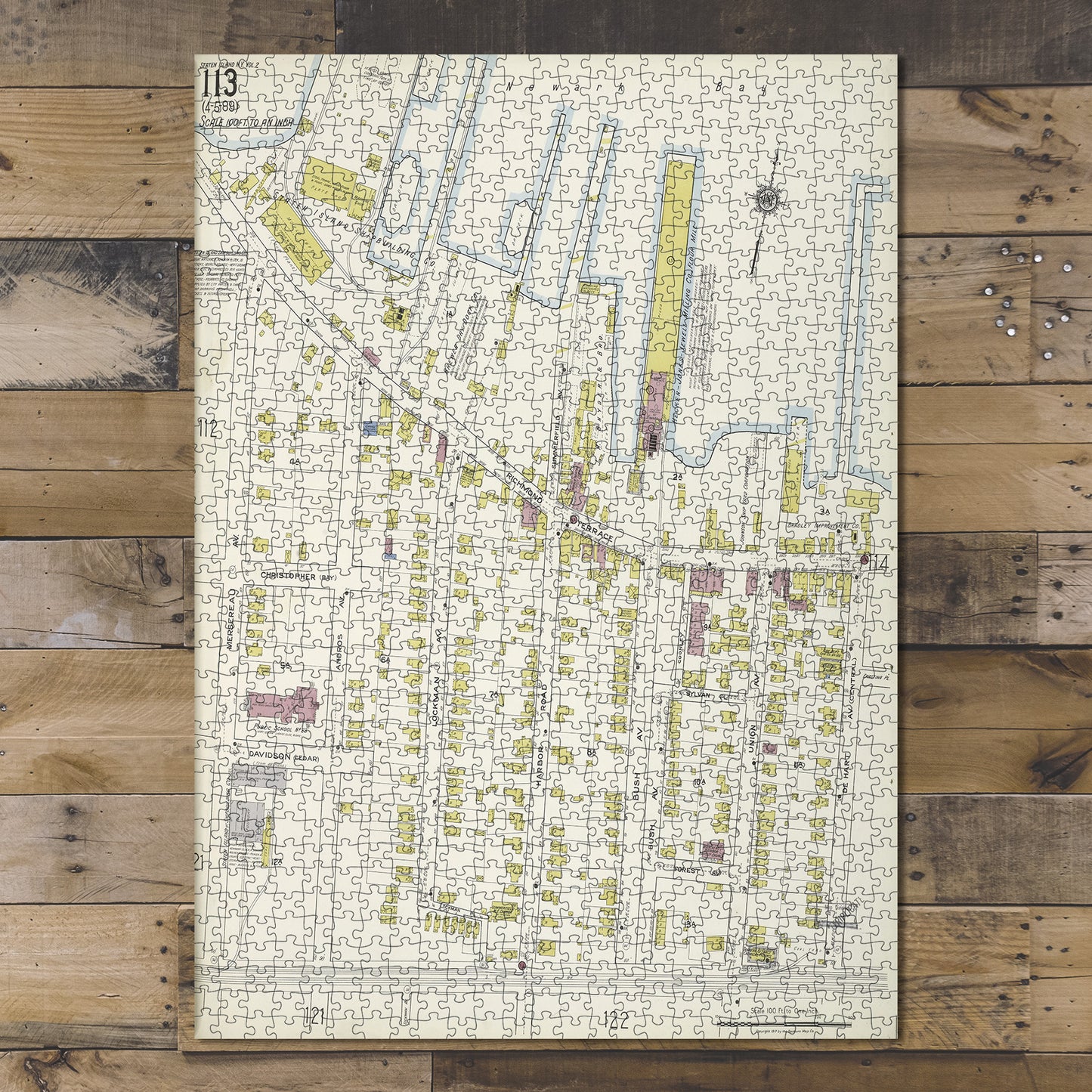 1000 Piece Jigsaw Puzzle 1884 Map of New York Staten Island, V. 2, Plate No. 113 Map