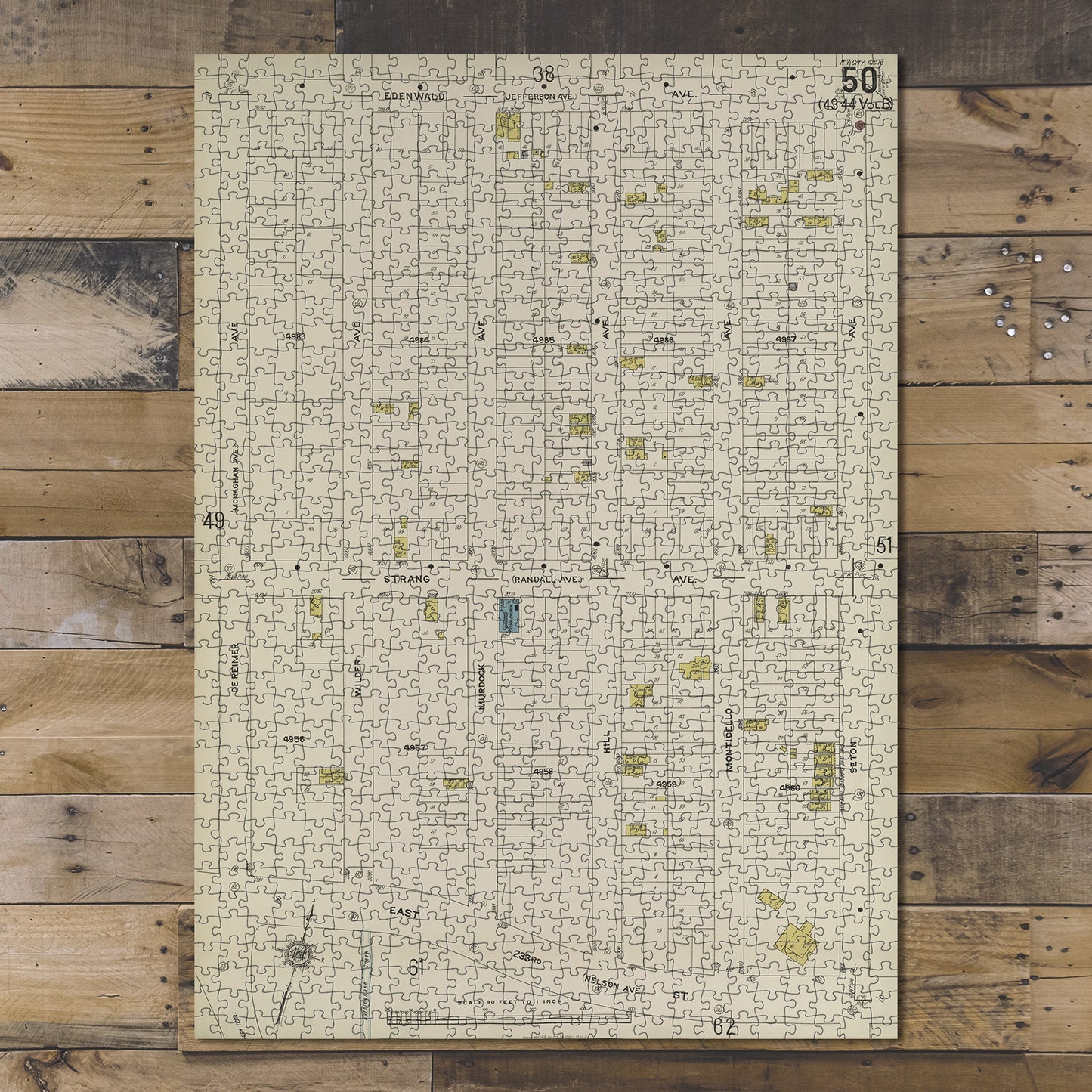 1000 Piece Jigsaw Puzzle 1884 Map of New York Bronx, V. 18, Plate No. 50 Map