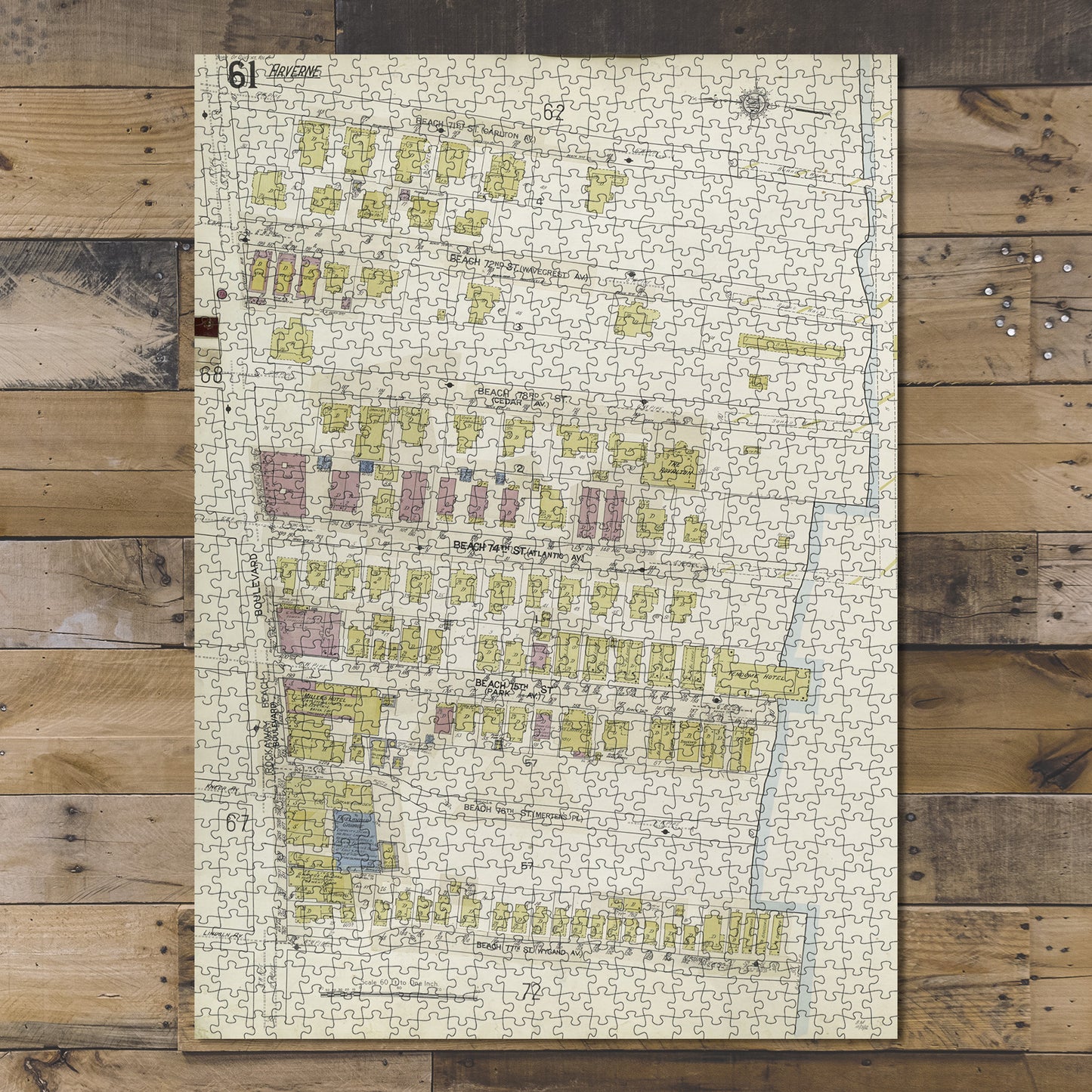 1000 Piece Jigsaw Puzzle 1912 Map of New York Queens V. 8, Plate No. 61 Map
