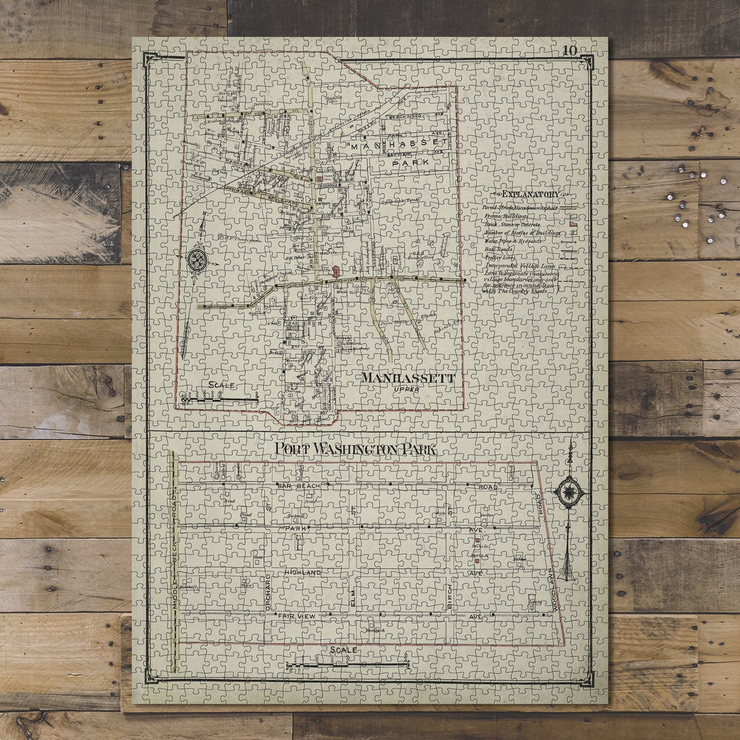 1000 Piece Jigsaw Puzzle 1914 Map of New York Manhassett Upper; Port Washington Park