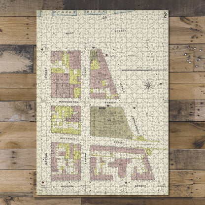 1000 Piece Jigsaw Puzzle 1884 Map of New York Manhattan, V. 3, Plate No. 2 Map